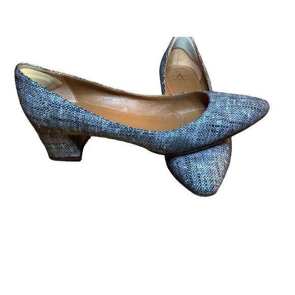 Aquatalia Pasha Tweed Print Heel Pumps 9 1/2 Block Heel - Picture 3 of 13